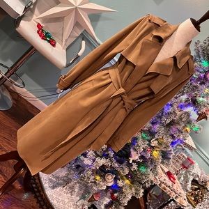 Faux suede stretch coat